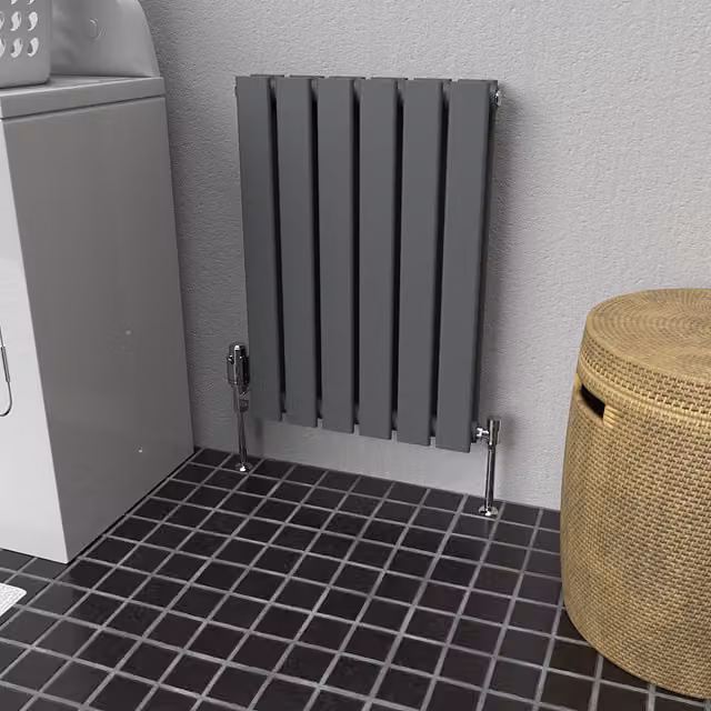Lux Heat Anthracite Grey Horizontal Wall Mounted Radiator W/H: 60 x 42 cm