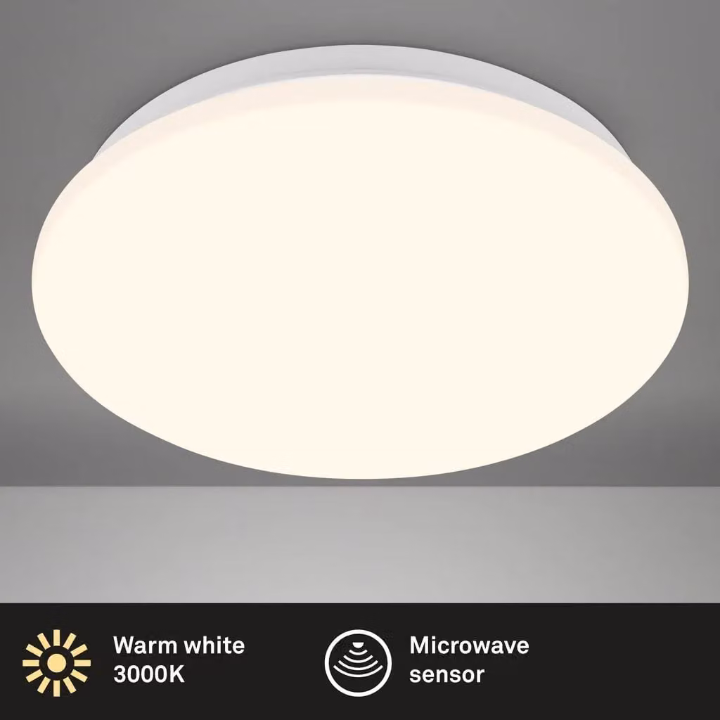 Briloner White LED Ceiling Light with Motion Sensor, Warm White, D: 27 cm, H: 6 cm – 2