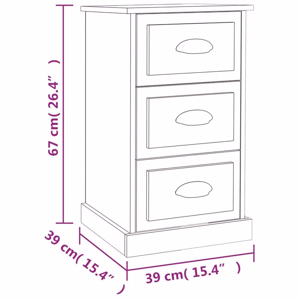 Berkfield Home Bedside Cabinet in Sonoma Oak, W/D/H: 39 x 39 x 67 cm – 2