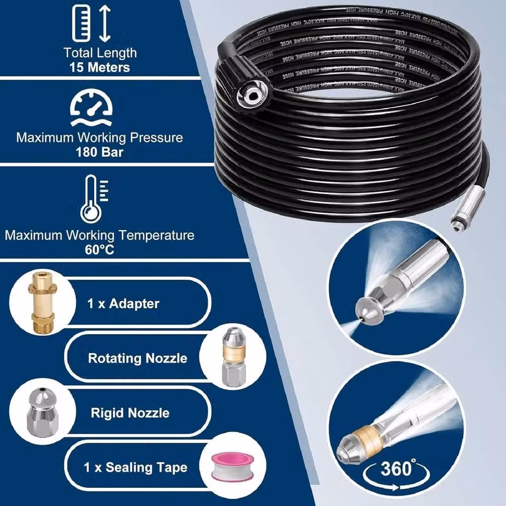 NESTLUNE Pressure Washer Drain Sewer Cleaning Tool in Black – 4
