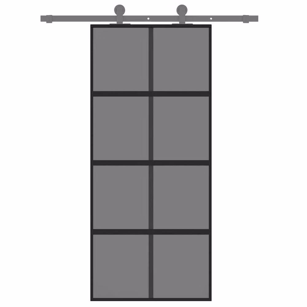 Berkfield Home Modern Black Sliding Door with Transparent Tempered Glass and Aluminium, W: 90 cm, H: 205 cm – 3