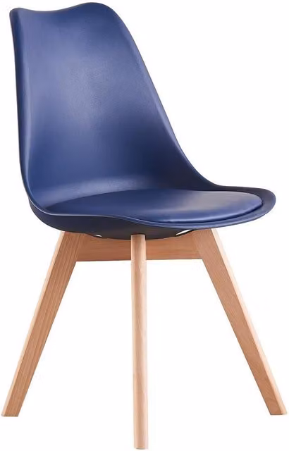 Life Interiors Single Scandinavian Dining Chair with Synthetic Leather Cushions and Wood Legs in Blue – 2