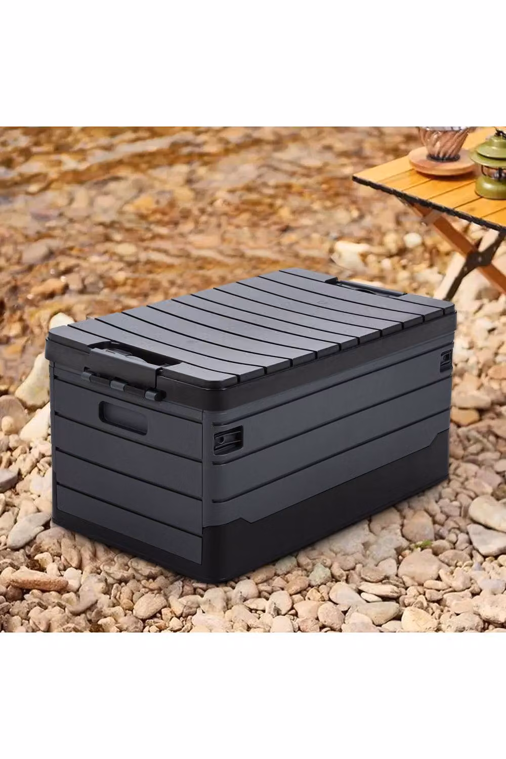 Living and Home Black Foldable Camping Storage Box with Waterproof Bag, Large – 2