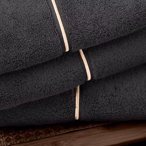 Bianca Zero Twist Satin Stitch Cotton Bath Sheet in Black, W: 100 cm, L: 150 cm – 2
