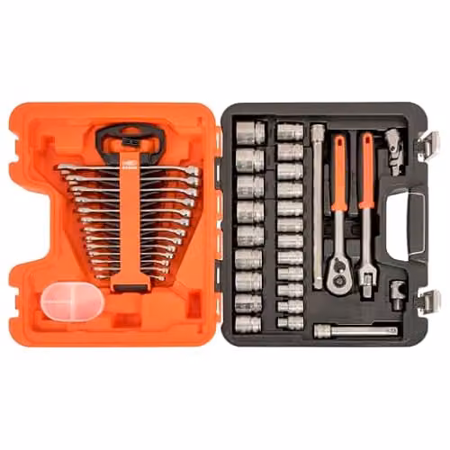 Bahco S400 40 Piece Metric Socket and Spanner Set, 1/2in Drive, Orange and Multicolour – 2