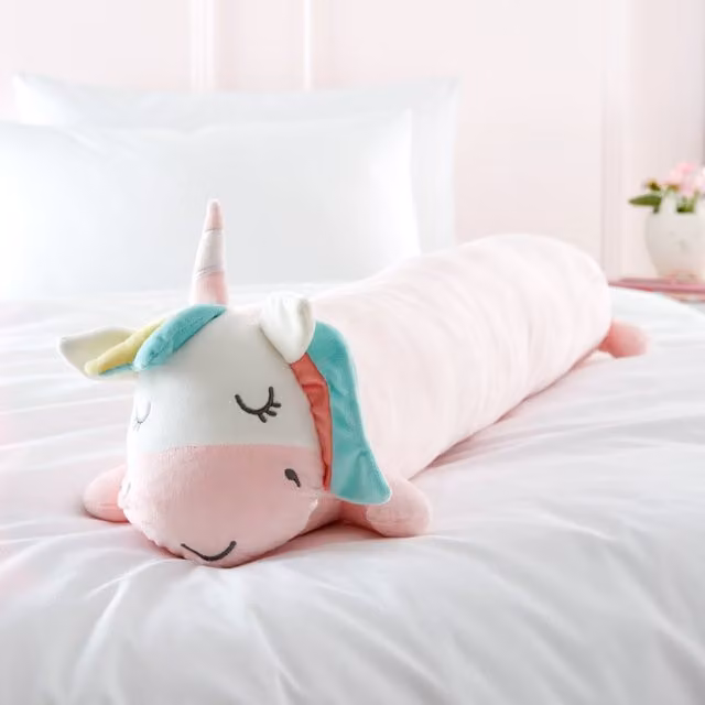 Catherine Lansfield Cuddle Friends Unicorn 3D Filled Cushion, Pink, W: 90 cm, H: 15 cm