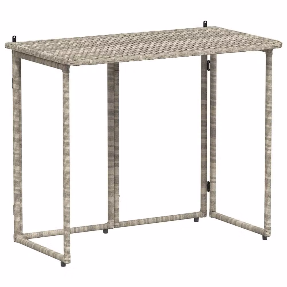 Berkfield Home Beautiful Folding Garden Table in Light Grey Poly Rattan, W/D/H: 90 x 51 x 75 cm – 2