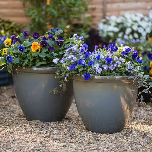 Garden Gear Samaria Outdoor Planter, Olive Glazed Effect, Multicolour, W/D/H: 39.5 x 34.0 x 39.5 cm – 2