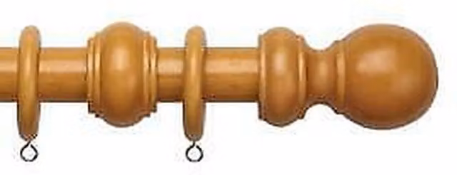NewEdgeBlinds Complete Wooden Curtain Pole Set in Brown, Length: 240 cm