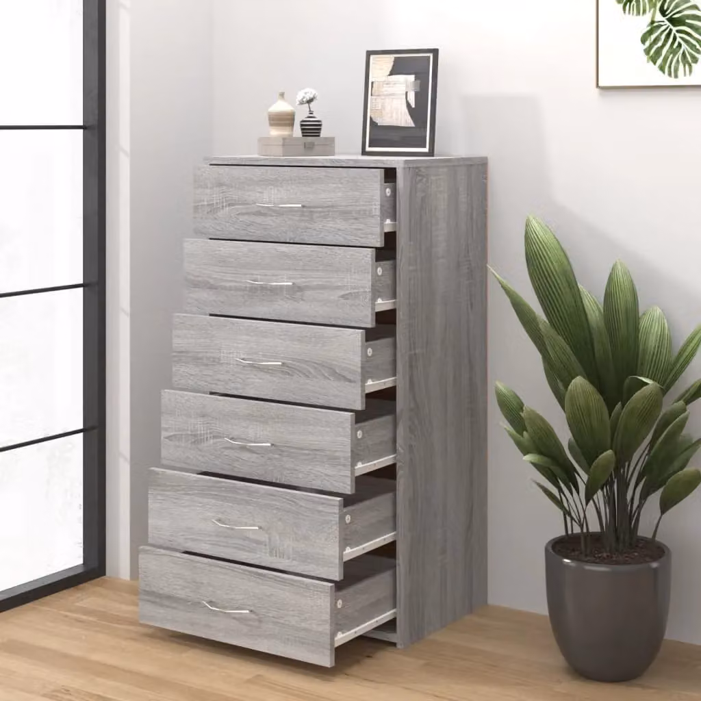 Berkfield Home Grey Sonoma Sideboard with 6 Drawers, W/D/H: 50 x 34 x 96 cm – 2