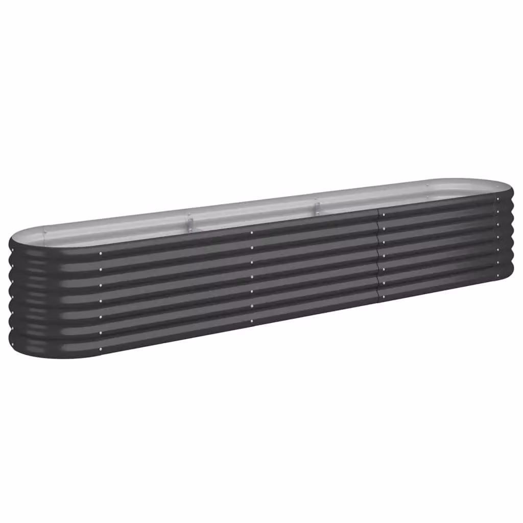 Berkfield Home Garden Powder-coated Steel Raised Bed in Anthracite Black, W/D/H: 224 x 40 x 36 cm – 2