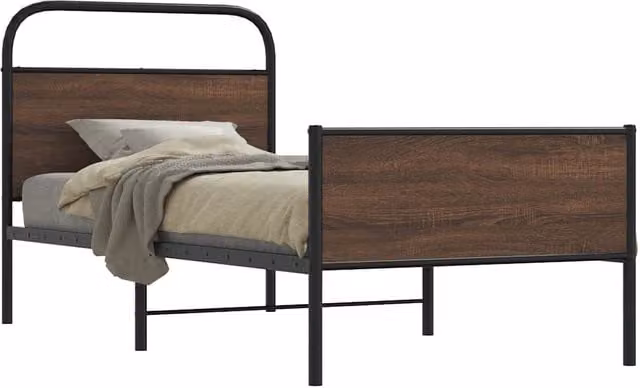 Berkfield Home Classic Bed Frame in Brown Oak, W/D/H: 90 x 200 cm
