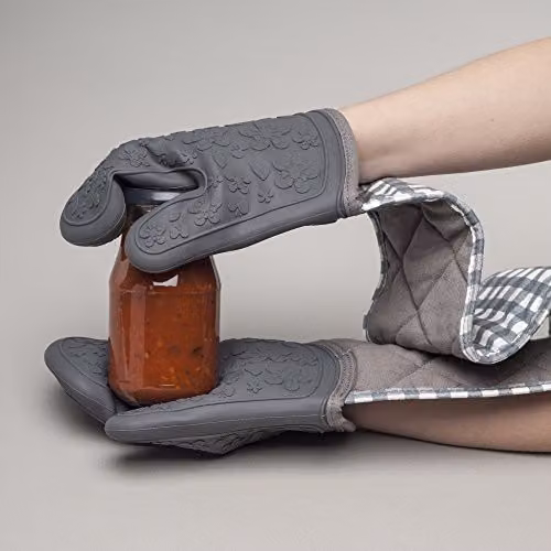 Zeal Steam Stop Waterproof Silicone Double Oven Gloves in Grey – 5