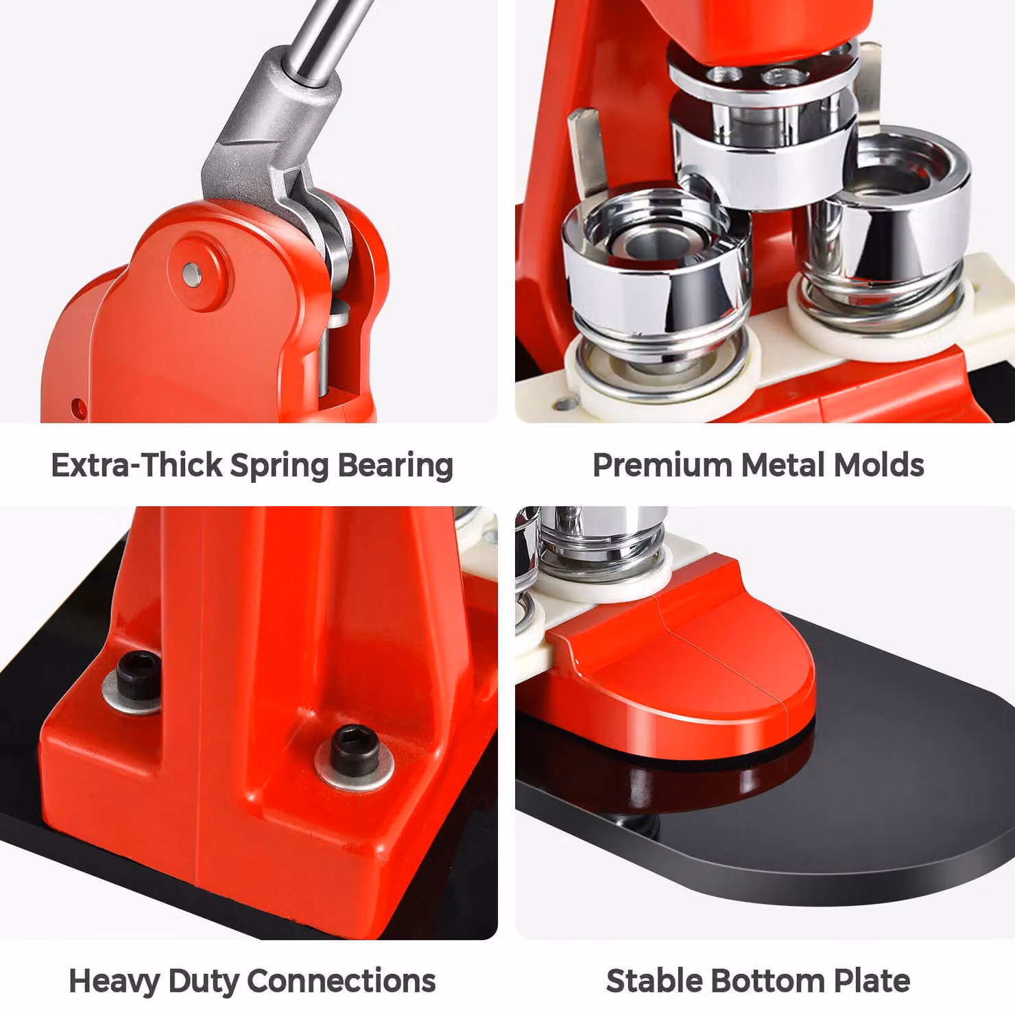 Costway Badge Maker Machine 25mm Button Punch Press in Red with 1000 Button Parts – 3