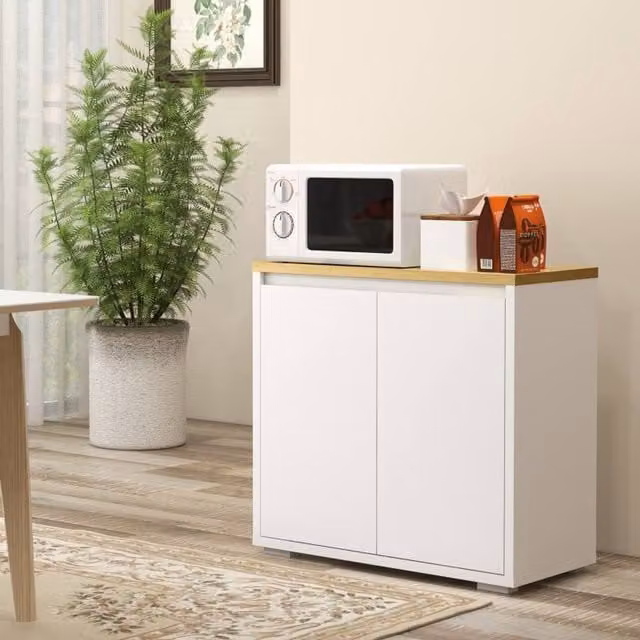 STILVORA Modern White Sideboard Storage Cabinet with Adjustable Shelf – 1