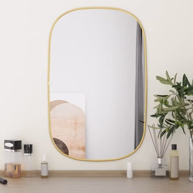 Berkfield Home Minimalist Rectangular Wall Mirror in Gold, W: 70 cm, H: 45 cm