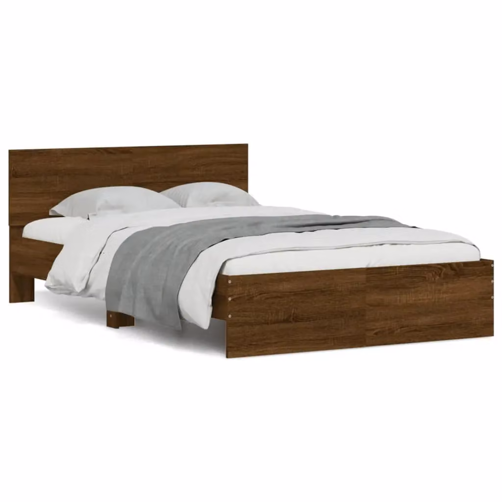 Berkfield Home Small Double Bed Frame in Brown Oak, W/D/H: 120 x 190 cm – 2