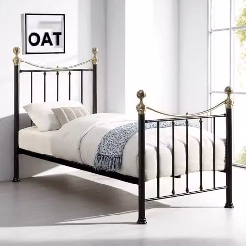 OAT Home Hampstead Victorian Metal Bed Frame, Black, W/D/H: 90 x 190 x 206 cm