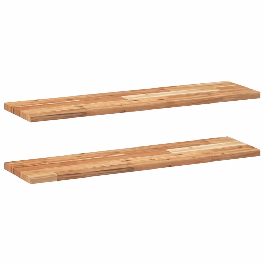 Berkfield Home Set of 2 Floating Acacia Wood Shelves, Brown, W/D/H: 100 x 20 x 2 cm