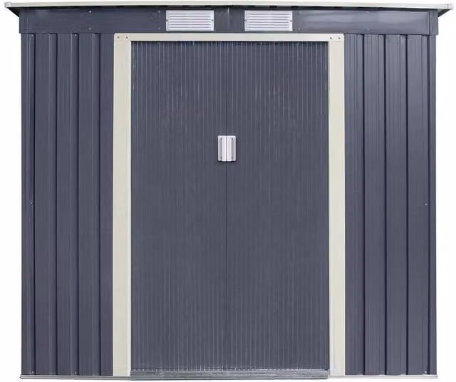 Cheshire Metal Pent Shed with Double Doors in Dark Grey
