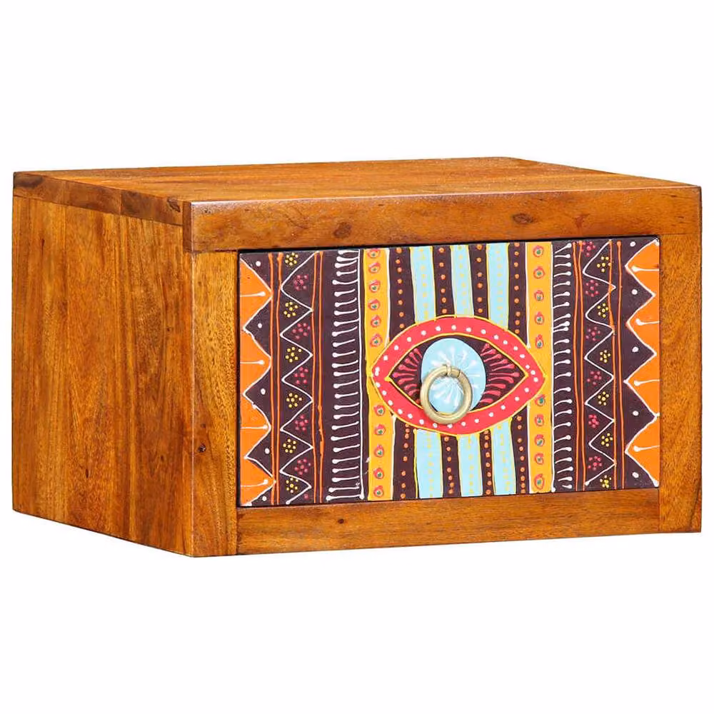 Berkfield Home Modern Acacia Wood Bedside Cabinet with Drawer, Brown and Multicolour, W/D/H: 35 x 30 x 22 cm – 2