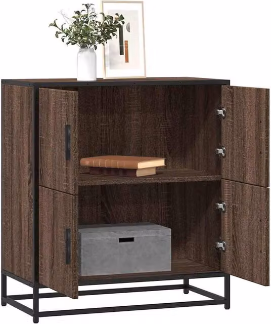 Berkfield Home Industrial Sideboard in Brown Oak, W/D/H: 68 x 35 x 76 cm