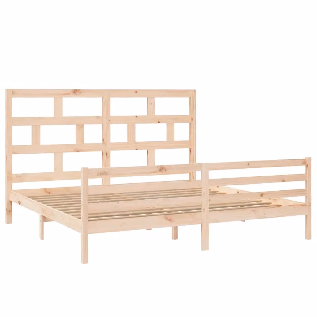 Berkfield Home Rustic Solid Wood Pine Bed Frame, Brown, W/D/H: 200 x 200 cm – 2