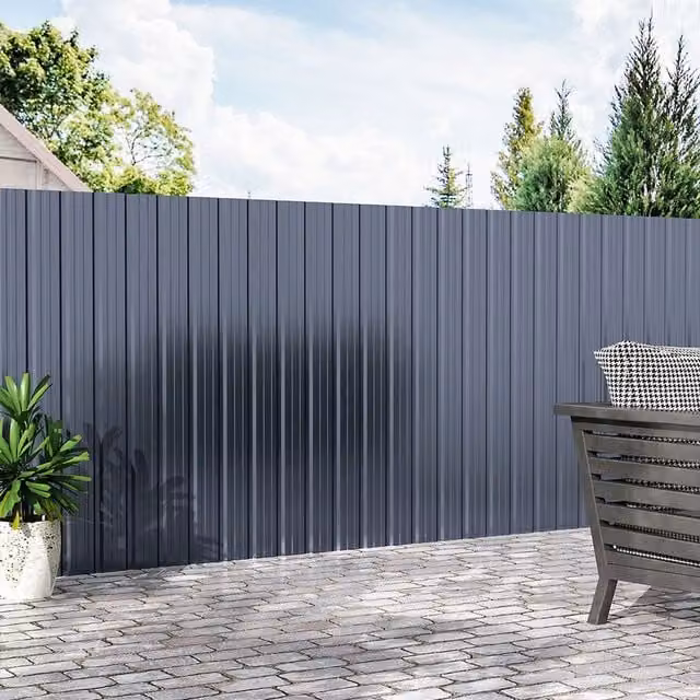 Breeins Steel Corrugated Metal Panel Set in Grey Anthracite
