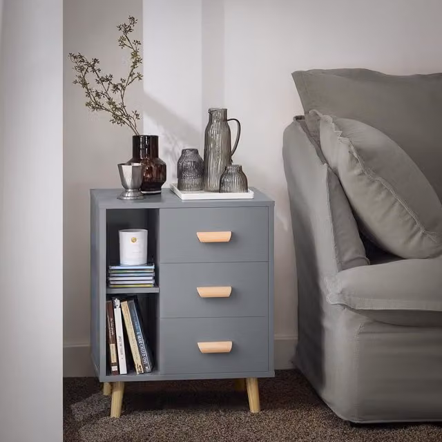 SoBuy Modern Grey MDF Bedside Table