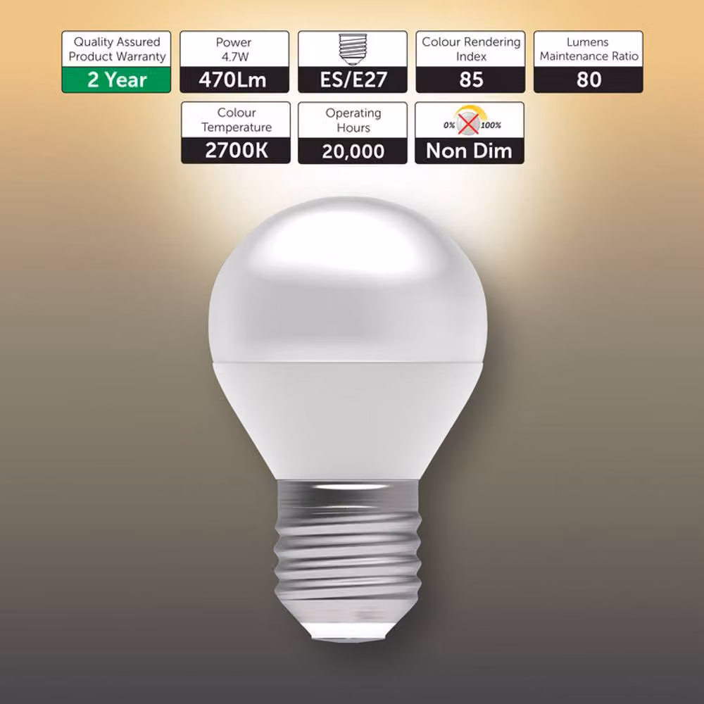 BELL Lighting E27 LED Golf Ball Bulb, Warm White, 4.7W, 470lm, Pack of 3 – 2