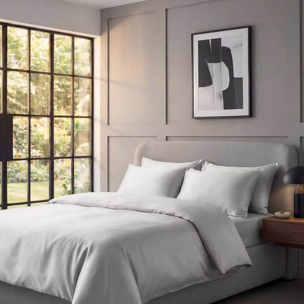 Bedable Cotton Sateen Pillowcase Pair, Grey, W/D/H: 50 x 75 cm – 3