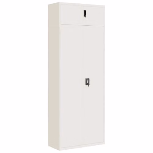 vidaXL Metal File Cabinet with Hinged Doors and Lock, White, W/D/H: 90 x 40 x 240 cm – 1