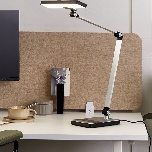 Wyld and Coco Silver Aluminium LED Desk Lamp with Stepless Dimming and 3 Colour Temperatures