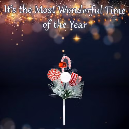 VFM e-Store Red Candy Ribbon Bell Pick Christmas Decoration Ornament, 26cm – 2