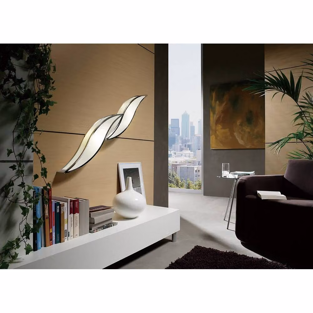 Netlighting Sintesys Large 2-Light Wall Lamp in Polished Chrome and Grey with GU10 Bulbs – 2