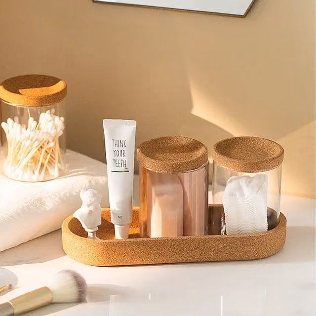 Lifeideas Set of 3 Transparent Glass Storage Jars with White Wood Lids
