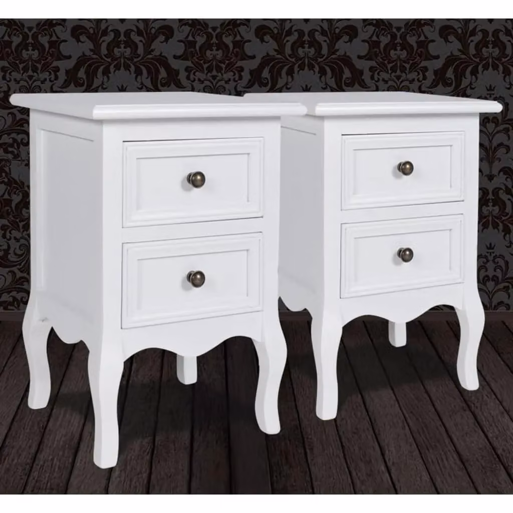 Berkfield Home Set of 2 White MDF Nightstands with 2 Drawers – 4
