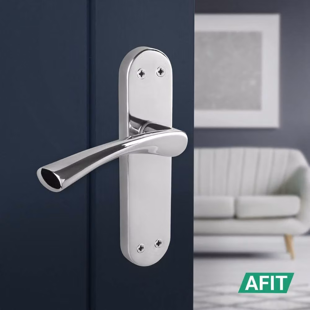 AFIT Chrome Twist Door Handle Latch Set with Novi Backplate, Metallic Silver, 6 Pairs, W/D/H: 150 x 150 x 17.5 mm – 4