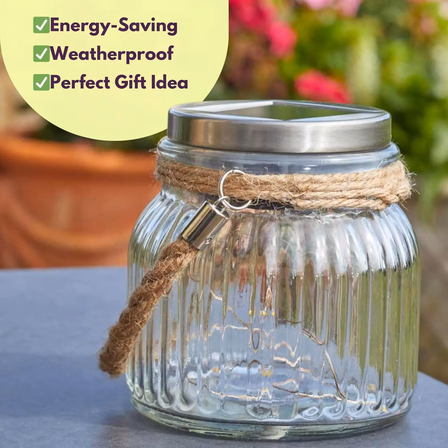 Marco Paul Solar Firefly LED Glass Jar Lantern in White – 3