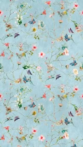 A.S. Création Cottage The Wall Non-Woven Floral Wallpaper in Turquoise, Green and Pink, W: 159 cm, H: 280 cm