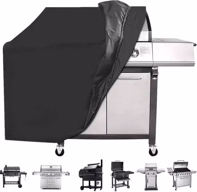 SPETLEK Heavy Duty Waterproof BBQ Cover in Black, W/D/H: 170 x 61 x 117 cm