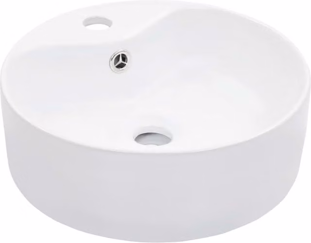 Berkfield Home White Ceramic Round Countertop Wash Basin with Overflow W/D/H: 36 x 13 x 13 cm
