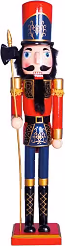 St Helens Home & Garden Nutcracker with Sceptre Christmas Decoration, Multicolour, Height: 60 cm – 6