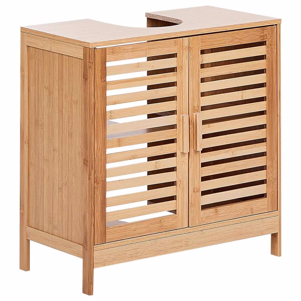 Wyld and Coco Bamboo Washbasin Cabinet, Brown, W: 60 cm, D: 30 cm, H: 60 cm – 2