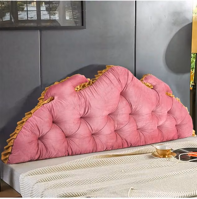 Living and Home Vintage Two-Tone Upholstered Bed Headboard Pillow in Pink