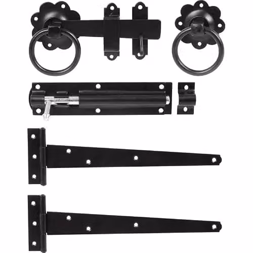 Hardware-Solutions Plain Ring Gate Latch Kit in Matt Black Steel