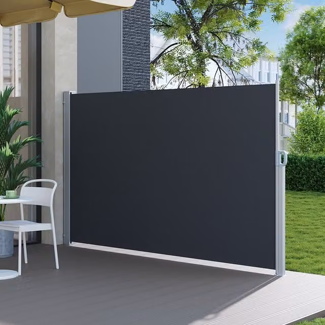 Breeins Outdoor Retractable Waterproof Privacy Side Awning in Grey, W/H: 300 x 180 cm