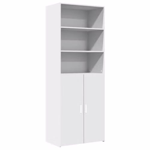 vidaXL Modern White Highboard in MDF with Hinged Doors and Internal Shelves, W/D/H: 70 x 42.5 x 185 cm – 1