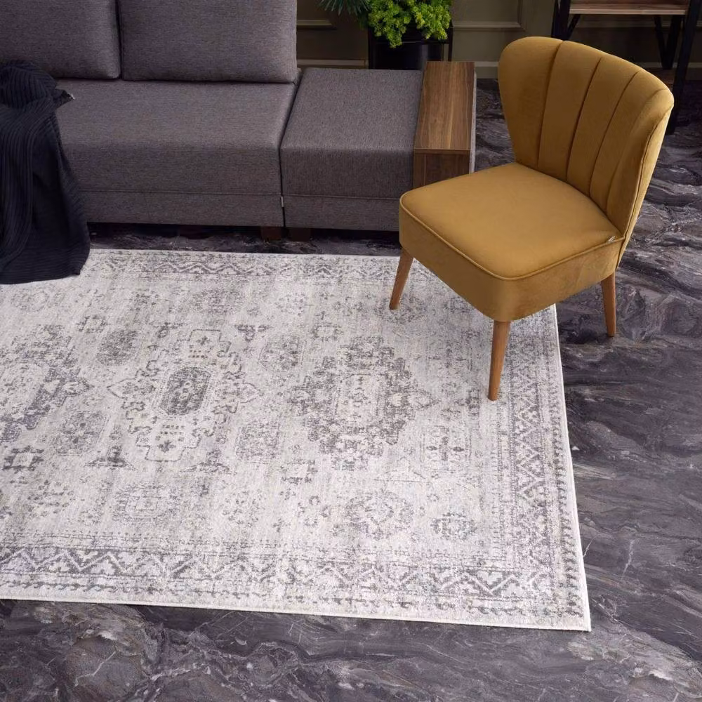 THE RUGS Montana Vintage Grey and Cream Living Room Area Rug, W: 240 cm, D: 340 cm – 3