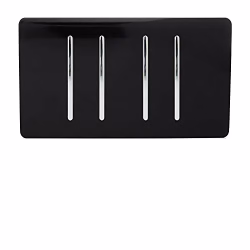 Trendi 4 Gang Flush Light Switch, 10 Amp, Piano Black – 2